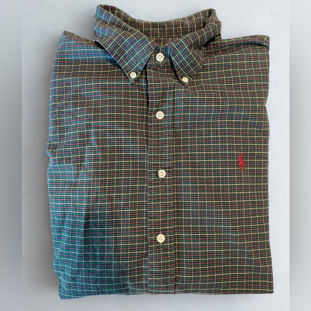 Ralph Lauren Men's Multicolor Button Down Plaid Shirt Size Large